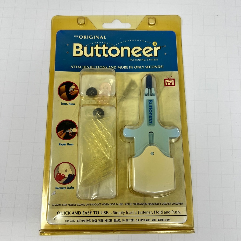 Buttoneer Fastening System BNR 6 Blue Cream No Sew Button Repair Tool Kit
